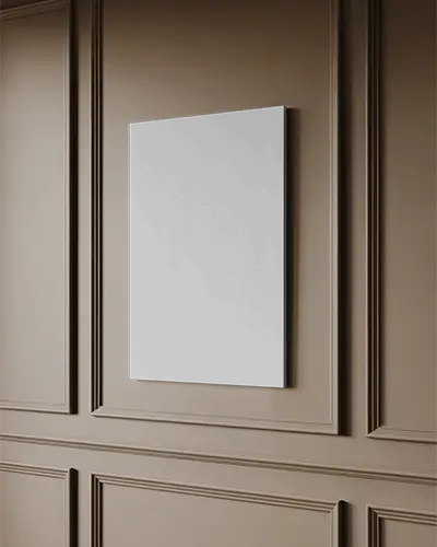 Luxury Wall Canvas Mockup On Brown Panel Wall Interior