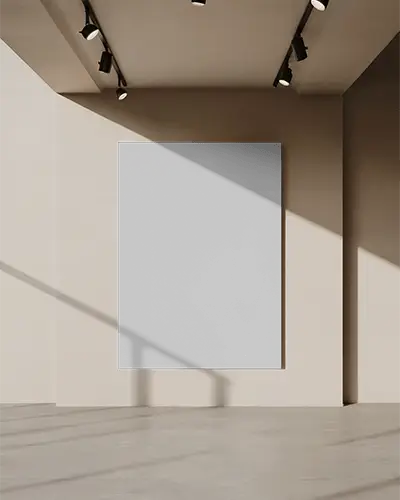 Vertical Canvas Mockup With Pendant Light And Shadows