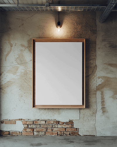 Industrial Vintage Canvas Mockup Exposed Brick Wall With Wooden Frame