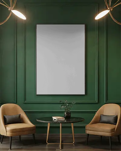 Classic Wall Canvas Mockup With Green Backdrop