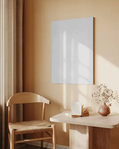 Cozy Interior Canvas Mockup Showcasing Wall Art And Relaxing Reading Area