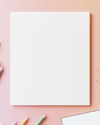 Artistic Workspace Canvas Mockup Soft Pastel Background Colored Pencils Creative And Inviting Ambience 033