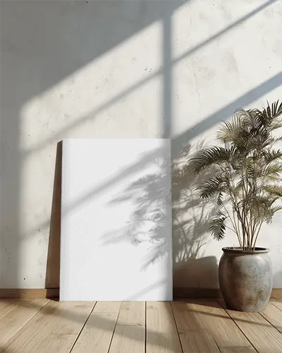 Minimalist Canvas Mockup With Shadow Play On Wall For Modern Home Decor Ideas