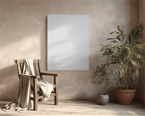 Minimalist Canvas Mockup With Natural Light And Rustic Modern Interior Design Elements