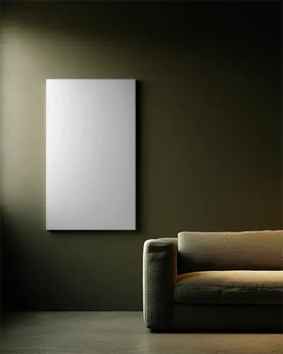 Modern Living Room With Canvas Mockup Above Sofa For Wall Art Display