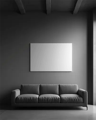 Modern Living Room Interior With Canvas Wall Art Minimalist Sofa Design