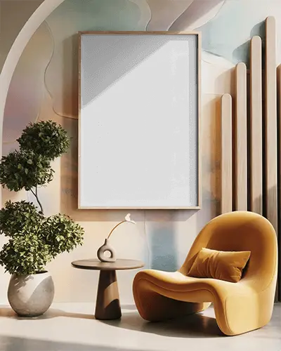 Modern Living Room Canvas Mockup Minimal Interior Design With Comfortable Chair And Decor