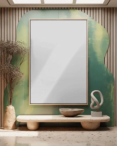 Modern Living Room Canvas Mockup Wall Art Presentation With Decorative Elements Design