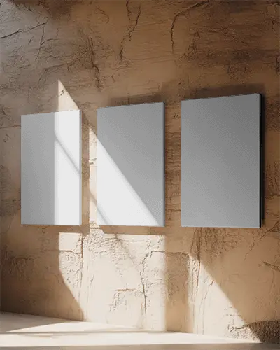 Gallery Wall Art Canvas Mockup With Minimalist Urban Industrial Style Background For Display