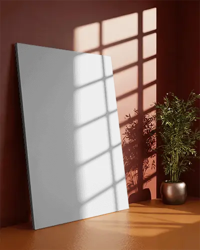 Modern Room Canvas Mockup With Sunlight Shadow And Indoor Plant Decoration For Wall Art
