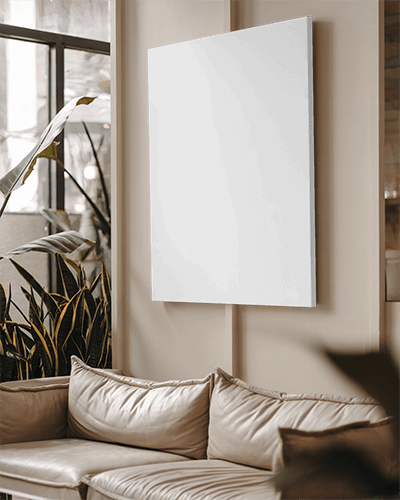 Cozy Living Room Poster Mockup Natural Lighting With Plants And Soft Furnishings 051