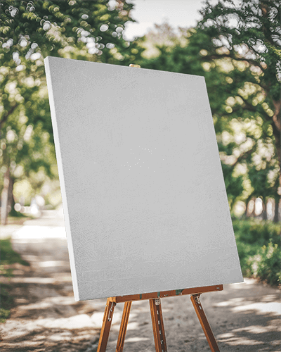Outdoor Easel Canvas Mockup Park Surroundings Tranquil Creative Space