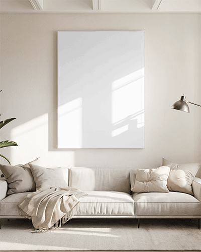 Sunlit Modern Interior Canvas Mockup Cozy Neutral Living Room With Soft Textiles And Natural Light Serene And Inviting Ambience 072
