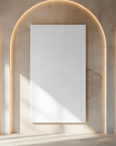 Modern Arched Wall Canvas Mockup Soft Indirect Lighting Textured Neutral Tones Elegant And Serene Ambience 079