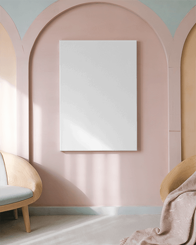 Pastel Arched Wall Canvas Mockup Soft Sunlight Warm And Inviting Modern Minimalist Interior 082