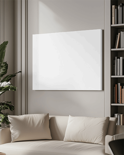 Sunlit Interior Canvas Mockup Modern Living Room Minimalist Design With Neutral Tones And Cozy Ambience