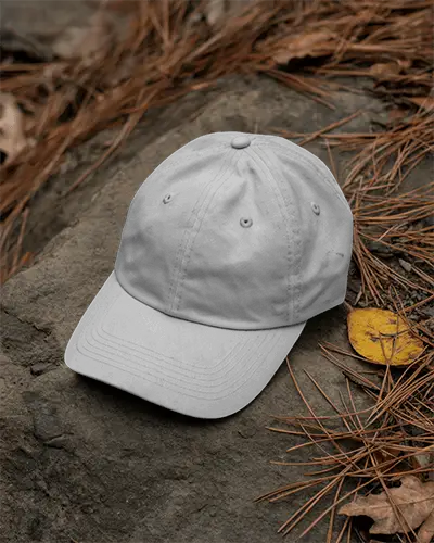 Classic Baseball Cap Mockup On Rock Natural Outdoor Setting For Branding Use
