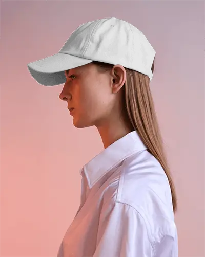 Side Profile Casual Cap On Model For Custom Logo Printing Showcasing Modern Style