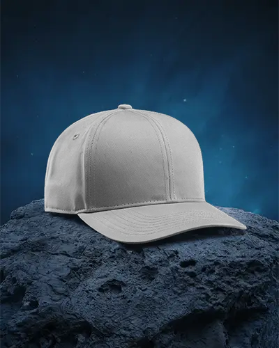 Cosmic Cap Mockup Baseball Hat On Asteroid Surface Deep Space Background Futuristic Style