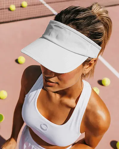 Stylish Sporty Tennis Visor Cap Mockup For Athletic Women Perfect For Outdoor Gaming