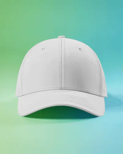 Clean Baseball Cap Mockup Front View Against Gradient Background Modern Minimal Style