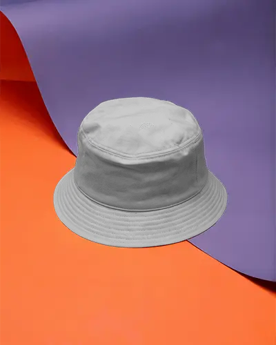 Trendy Bucket Cap Mockup On Colorful Paper Background Bold Contrast Modern Studio Vibrance