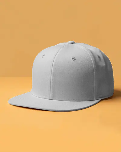 Snapback Cap Mockup On Orange Background Minimalist Studio Setup Modern Clean Fashion Style
