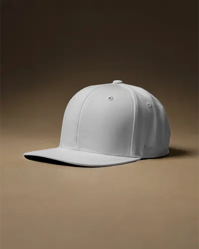 Snapback Cap Mockup On Brown Surface Simple Studio Setup Clean And Modern Fashion Display