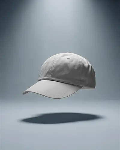 Floating Cap Mockup In Mid Air With Shadow On Blue Background Minimal Modern Studio Effect