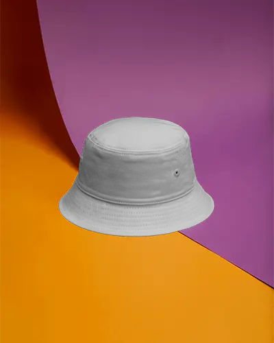 Bucket Cap Mockup On Colorful Purple Orange Background Bold Studio Vibrant Fashion Display