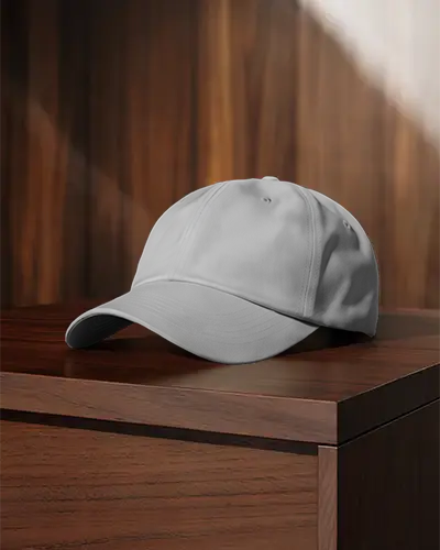 Wooden Table Cap Mockup With Sunlight Shadow Minimalist Studio Presentation Modern Luxury