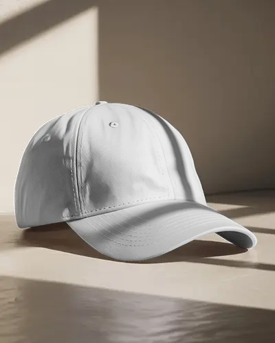 Casual Cap Mockup On Floor With Soft Sunlight Shadow Studio Display Minimal Fashion Aesthetic