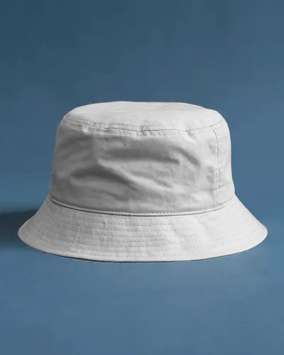 Bucket Hat Mockup On Blue Background Minimalist Studio Setup Clean Modern Fashion Presentation