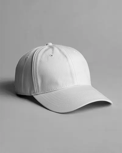 Classic Baseball Cap Mockup On Gray Surface Studio Lighting Clean Modern Fashion Presentation