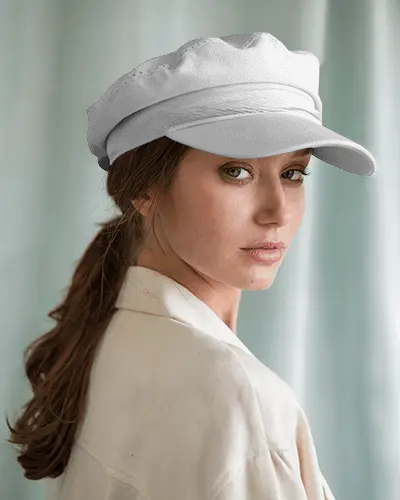 Soft Portrait Cap Mockup On Female Model With Gentle Natural Lighting