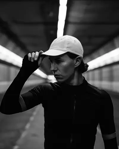 Moody Trucker Cap Mockup In High Contrast Black And White Tunnel In Dramatic Monochrome Light
