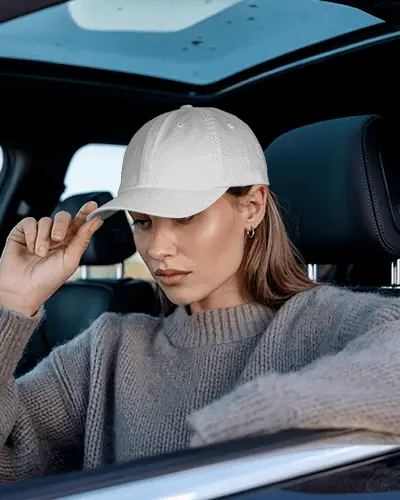 Casual Cap Mockup In Modern Car Interior With Relaxed Fashion Style