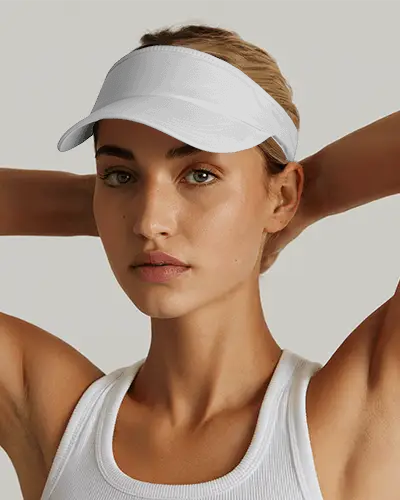 Sporty Visor Mockup Female Model Fitness Model In Clean Minimal Studio Light