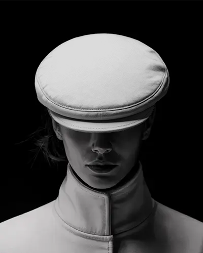 Mysterious Front View Cap Mockup Featuring High Contrast Light And Elegant Form