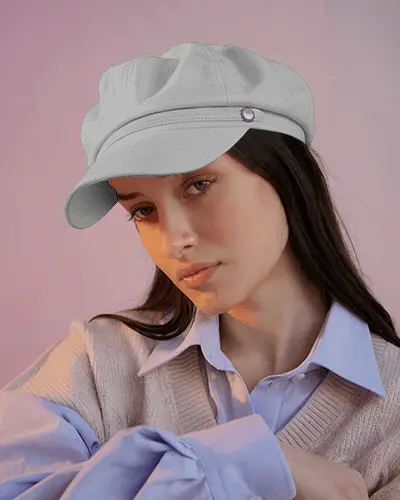 Soft Pastel Fashion Cap Mockup With Relaxed Portrait And Warm Lighting