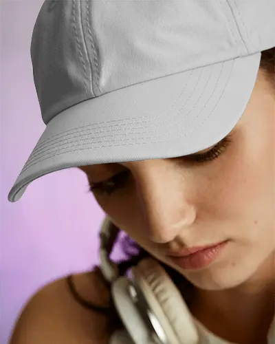 Close Up Stylish Cap Mockup Headwear With Smooth Texture And Curved Brim For Everyday Use