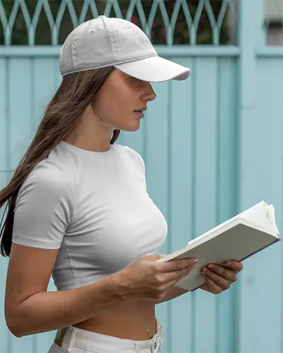 Stylish Crop Top And Cap Mockup For Women Perfect For Summer Outfits And Casual Wear Mockup Template