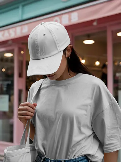 Oversized Basic Tshirt Cap And Tot Bag Mockup With Casual Urban Fashion Style For Designers