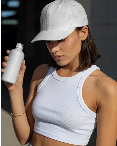 Classic Unisex Baseball Cap And Bottle Mockup Perfect For Casual Wear And Everyday Outdoor