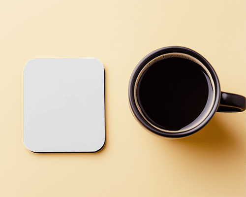square-coaster-with-black-coffee-on-beige-background