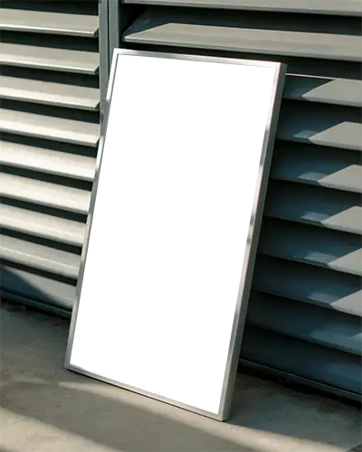 Sleek Photo Frame Propped Up On Concrete Surface With Shadow Pattern Behind