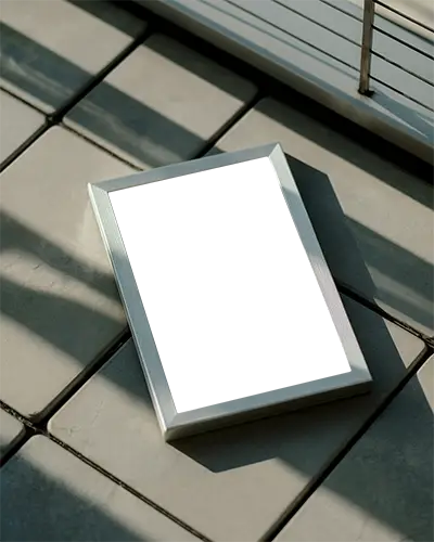 Sleek Photo Frame Mockup On Tiled Surface For Creativity Showcase And Design Portfolio