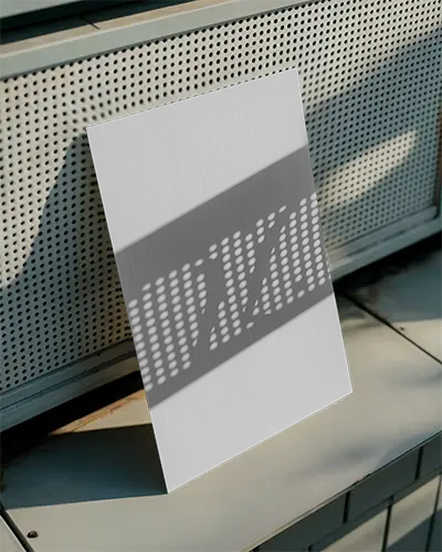 Sleek Minimalist Poster Mockup With Textured Shadow Effect On Urban Industrial Platform