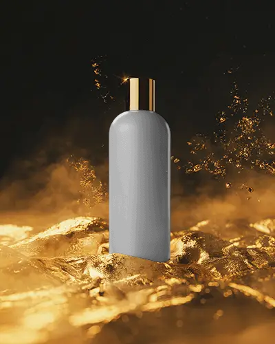 Luxury Cosmetic Container Mockup With Shiny Metallic Cap On Glossy Background