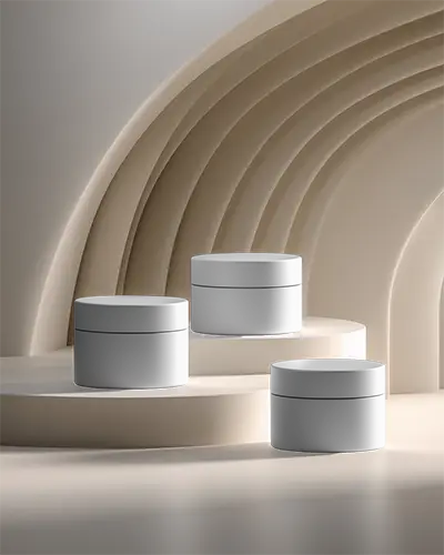 Luxury Cosmetic Jar Mockup For Skincare Cream Packaging Display On Abstract Podium